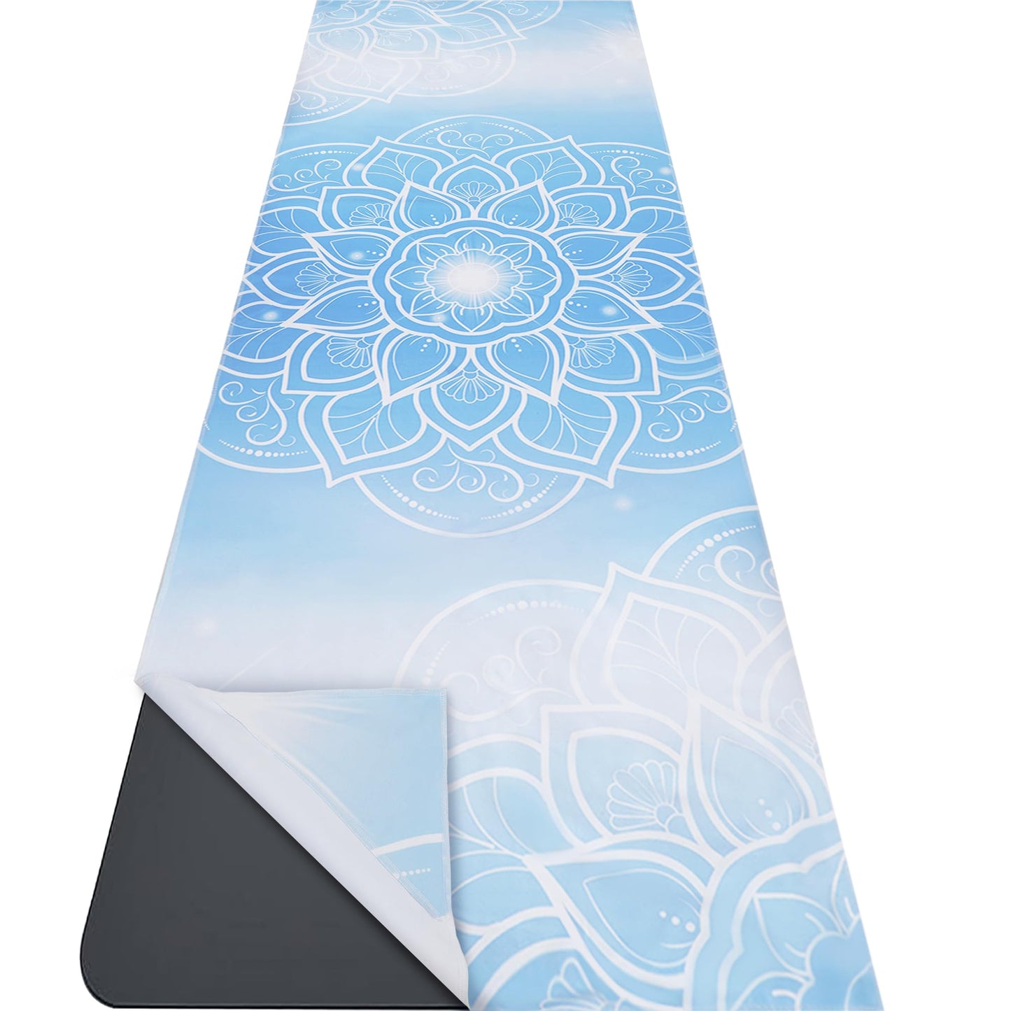 Yoga Mat Towel with Corner Pockets - Microfiber, Mandala design